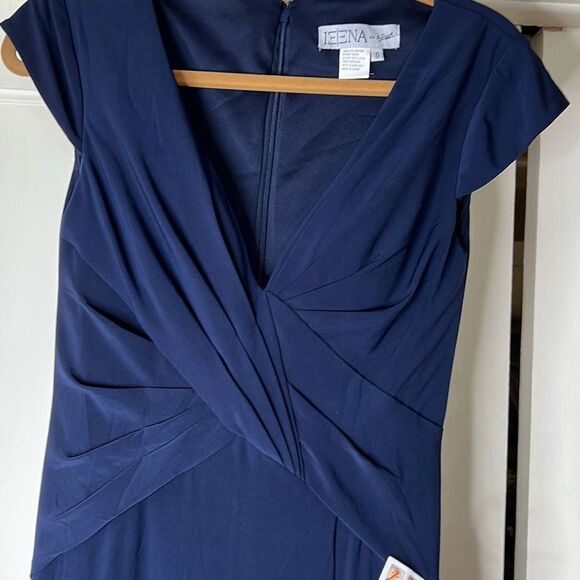 Mac Duggal V-NECK RUCHED JERSEY GOWN Blue Maxi Evening Dress Size 0 NWT - Picture 3 of 8